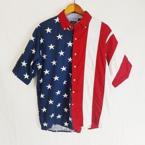 Vintage 90s Cotton Traders American Flag Shirt M